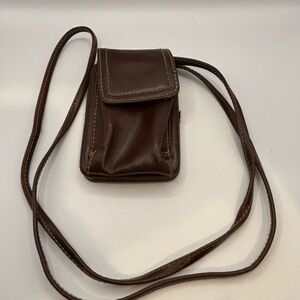 Slim Brown Leather Crossbody Pouch